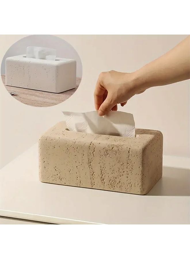 حامل علبة المناديل من الراتنج الأبيض تصميم مربع ديكور سطح الحمام هدية عيد الميلاد وهالوين - Image 1